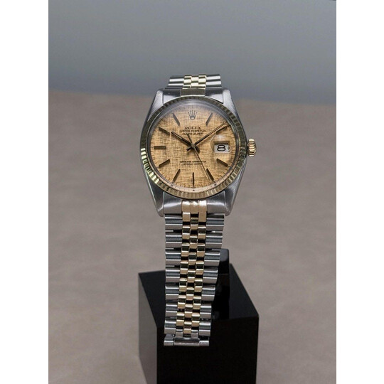 36mm • 1978 2-Tone Rolex DateJust 16013 18k Gold Bezel “Linen” Dial